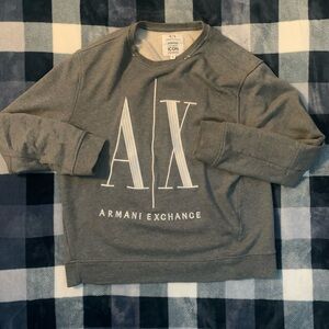 Armani Exchange Gray AX Logo Crewneck Pullover